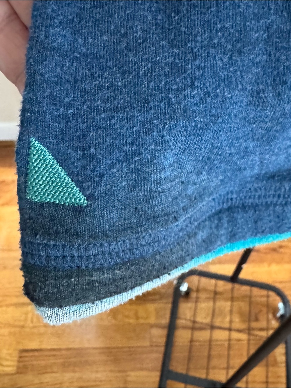 UNTUCKit Teal Logo Knit Tee with Heathered Navy Trim - Picture 5 of 6